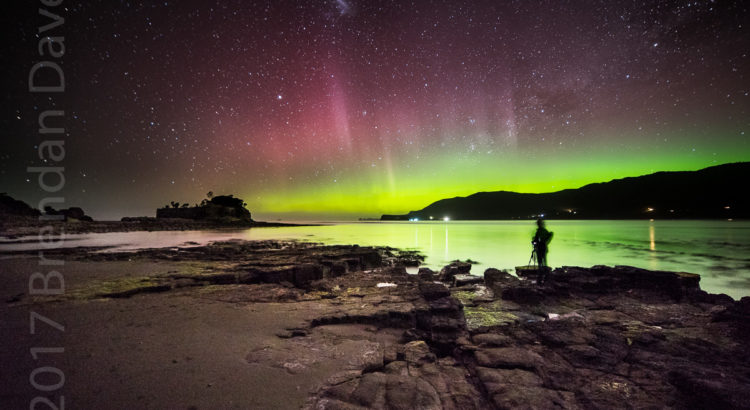 Aurora, Australis, Beams, Colours, Pirates Bay, Selfie